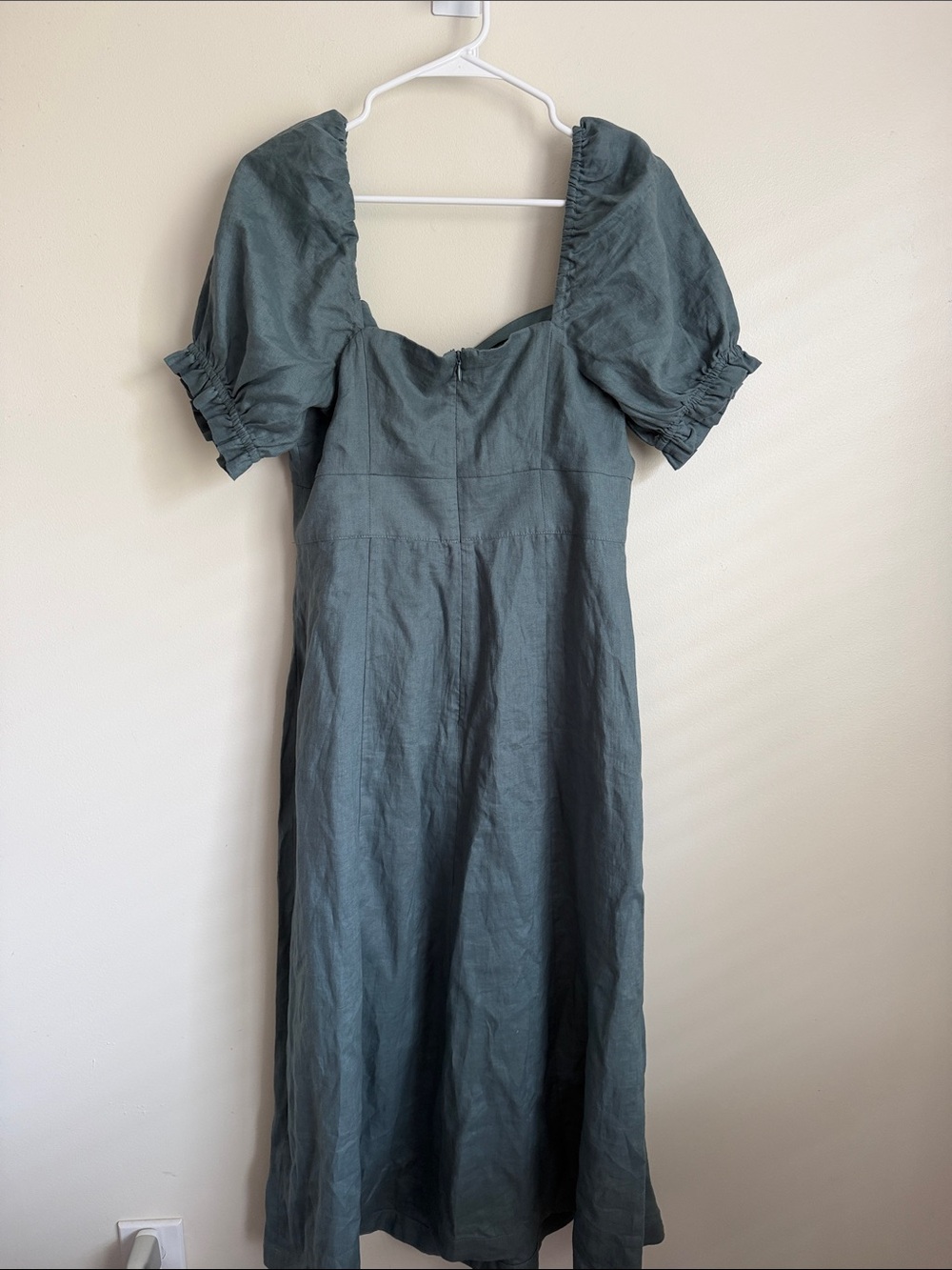 Boden Slate Blue Green Puff-Sleeve Linen Maxi Dress NWT size 8 - Picture 8 of 12